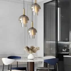 Suspension vintage verre et laiton