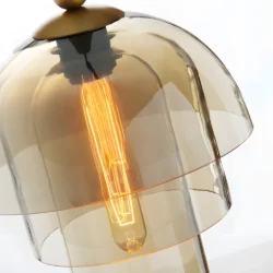 Suspension vintage verre et laiton