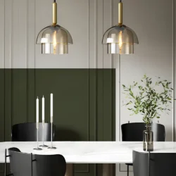 Suspension vintage verre et laiton