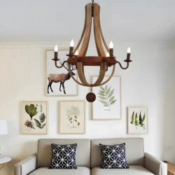 Lustre bois vintage