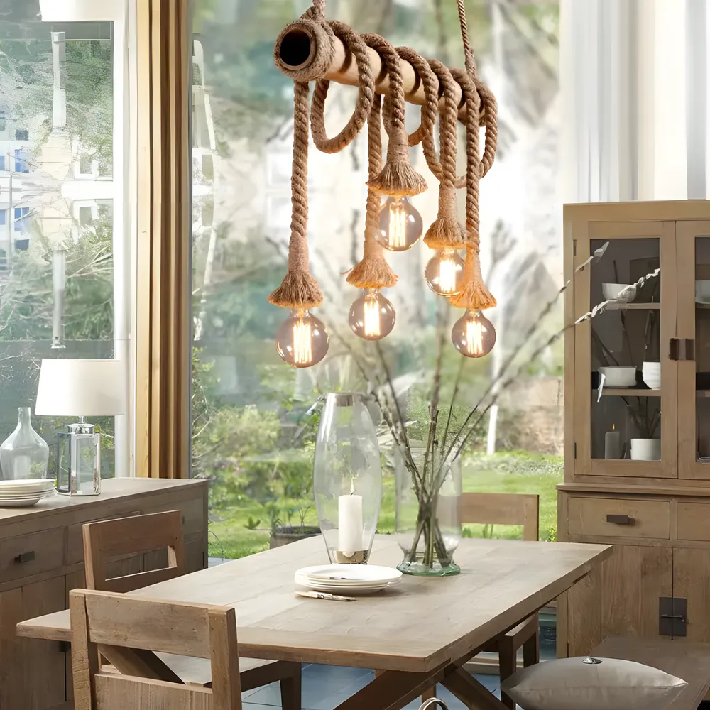 Lustre vintage bois