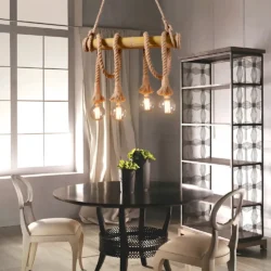 Lustre vintage bois